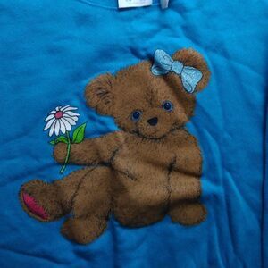 NWT DS Vintage Teddy Bear Daisy Cute Flower Crewneck Sweatshirt